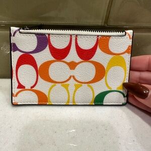 Coach Leather Rainbow Logo Card Holder